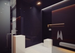 Minimalistyczny wystrój czarno-białej łazienki Studio.O.