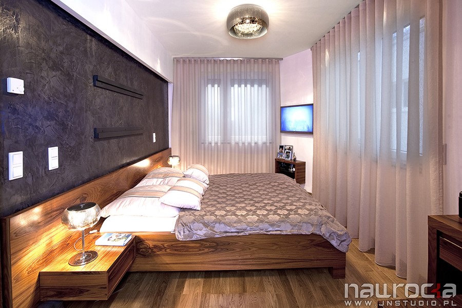 Nowoczesna sypialnia w drewnie