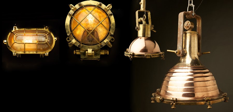 klimat retro wprowadzają lampy, jakich używano kiedyś na statkach