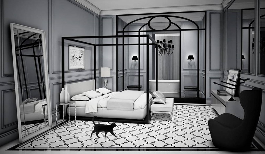 Projekt sypialni w stylu retro Dot Design