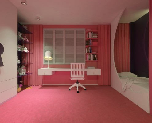 Różowy pokój dla dziewczynki Concept Architektura Wnętrz