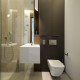 Minimalistyczna łazienka z przeszklonym prysznicem Formativ