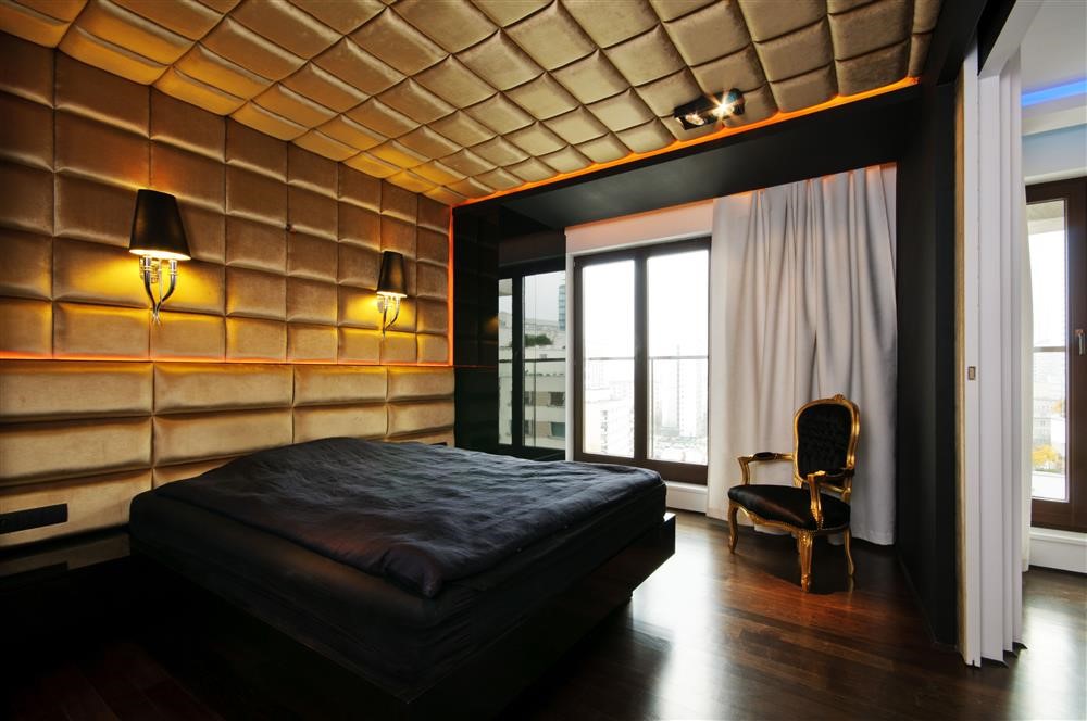 Modna sypialnia w złocie stylowe wnętrza