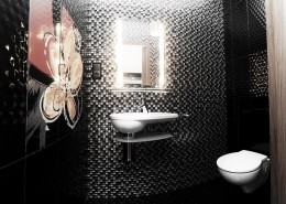Wystrój toalety w drobnej mozaice Sikora Wnętrza