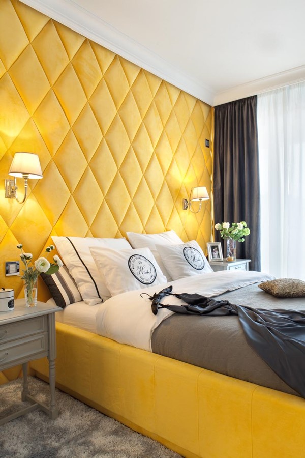 Żółta sypialnia w klasycznym stylu Katarzyna Kraszewska