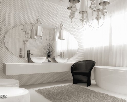 Biały pokój kąpielowy w stylu glamour Agnieszka Ludwinowska