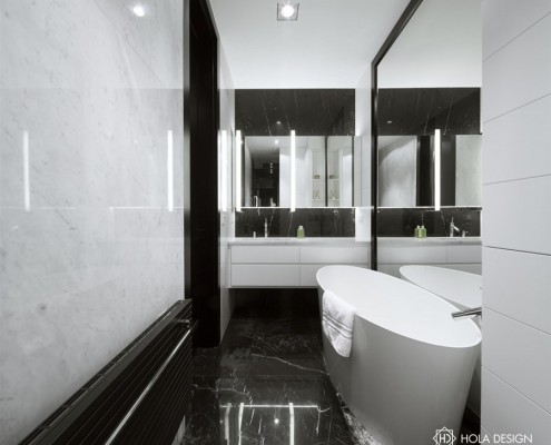 Biel i czerń w stylowej łazience Hola Design