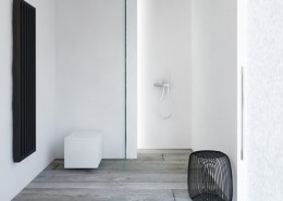 Minimalistyczna łazienka w szarościach i bieli Maka Studio