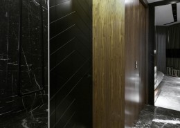 Nowoczesne drzwi frontowe w oryginalnym przedpokoju Hola Design