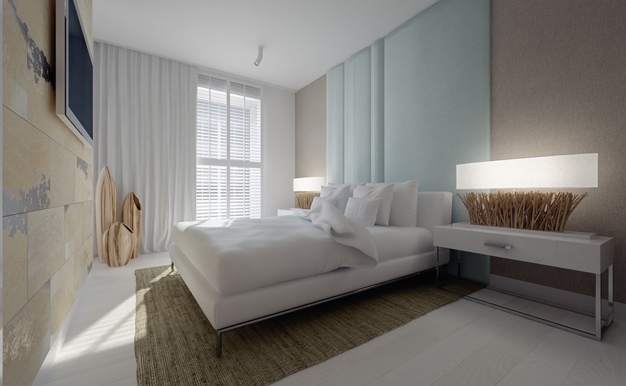 Piękna sypialnia w stylu minimalistycznym stylowe wnętrze