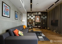 Przytulny salon z betonem architektonicznym Hola Design