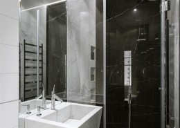 Umywalka wolnostojąca i prysznic w małej łazience Hola Design