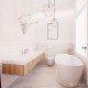 Wolnostojąca wanna w małej łazience styl minimalistyczny