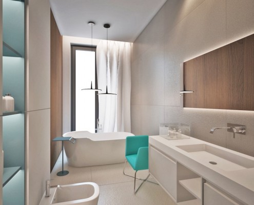 Projekt wąskiej łazienki w minimalistycznym stylu Pracownia Projektowa Sucharski