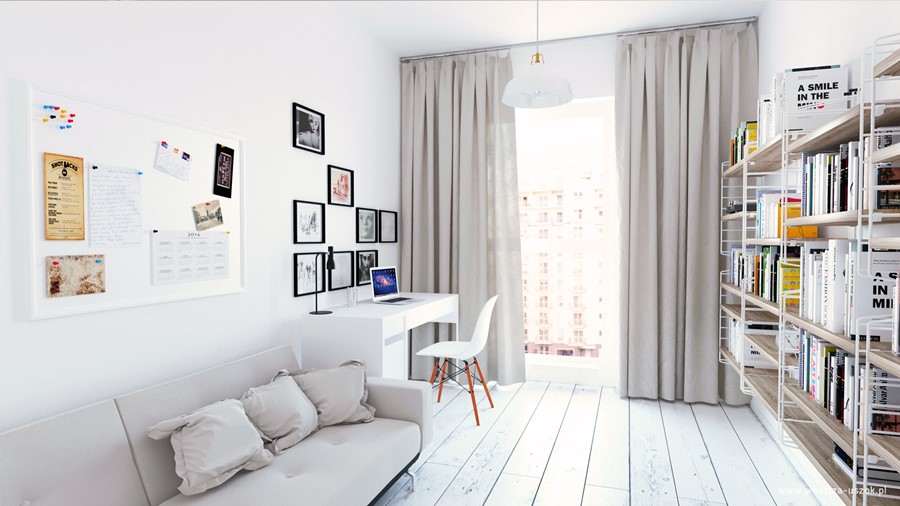 Ładne mieszkanie w bieli styl nowoczesny