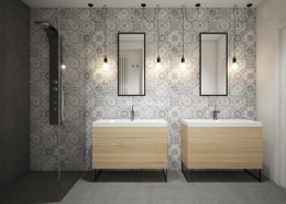 Projekt nowoczesnej łazienki z natryskiem Living Box