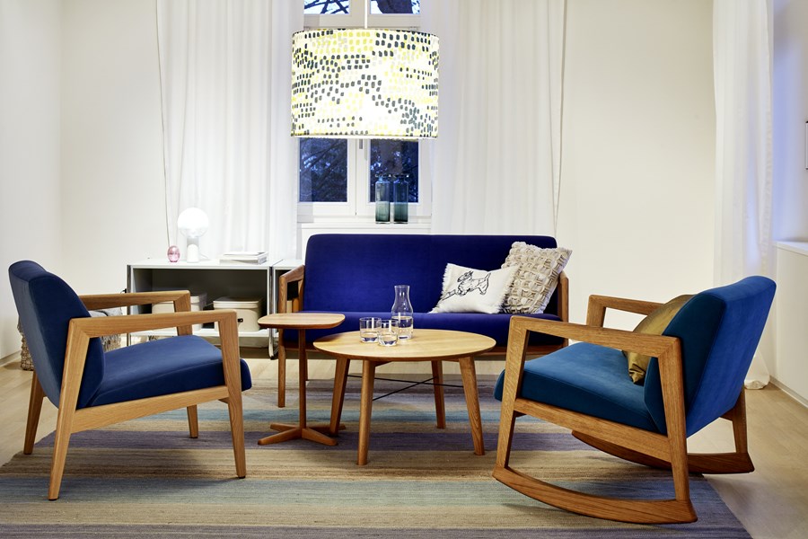 Designerski fotel bujany
