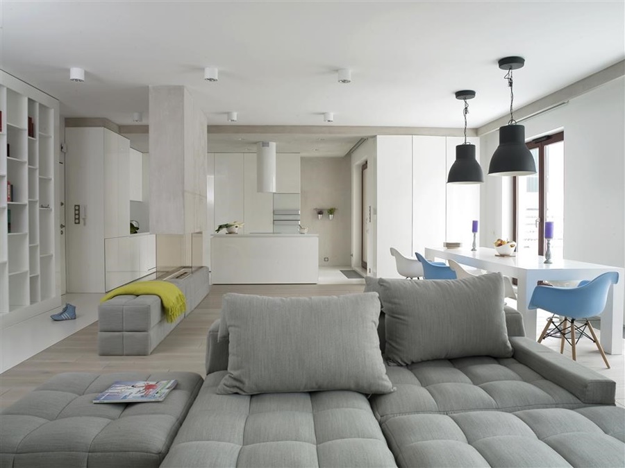 Designerska kuchnia otwarta na salon Designerska kuchnia- Ora-ito White