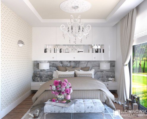 Elegancka sypialnia w stylu modern classic Ludwinowska