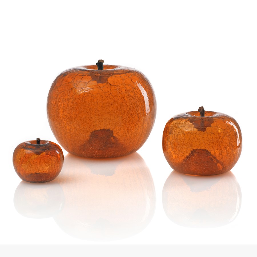 Pomarańczowe, szklane jabłko amber Bull and Stein