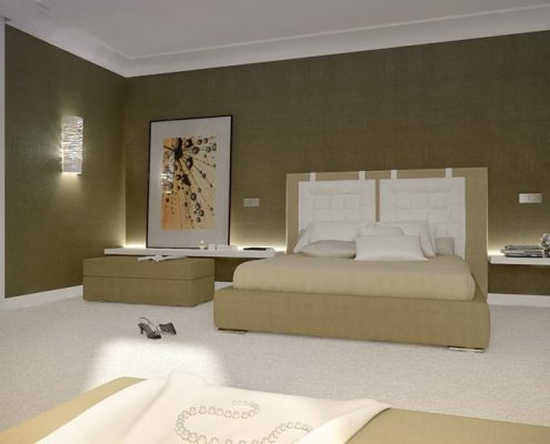 Ciepłe kolory zestawione z nowoczesnością - sypialnia Concept