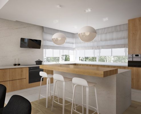 Duża wyspa w nowoczesnej kuchni Nasciturus Design