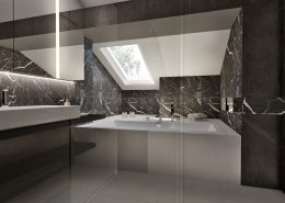 Grafitowa łazienka z wanną i prysznicem Nasciturus Design