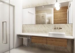 Kamień i drewno w łazience Nasciturus Designn