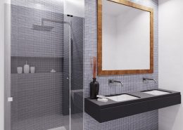 Mała łazienka z wnęką na prysznic Nasciturus Design