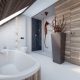 Nowoczesna łazienka w bieli i drewnie Concept