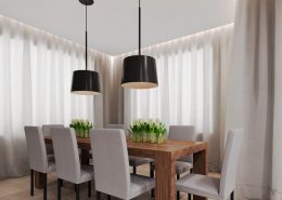 Otwarta jadalnia z drewnianym stołem Nasciturus Design