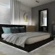 Podświetlane łóżko w minimalistycznej sypialni Nasciturus Design
