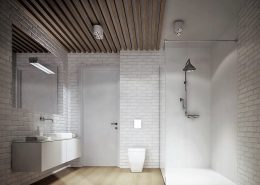 Biała cegła w łazience Jach Architekci