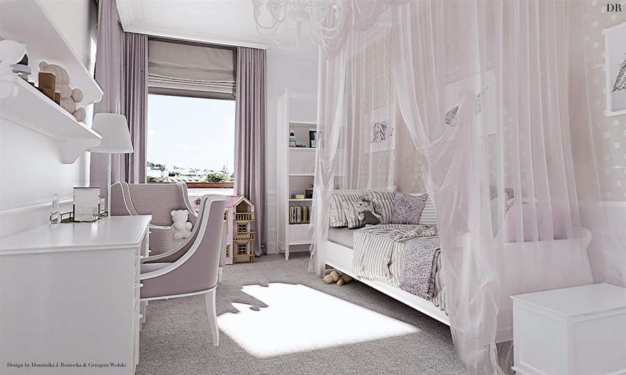 Biały pokój dla dziewczynki Dominika Rostocka - pokoje dla dzieci