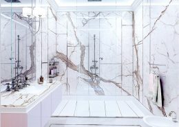 Duży natrysk w stylowej łazience Dominika Rostocka