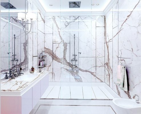 Duży natrysk w stylowej łazience Dominika Rostocka