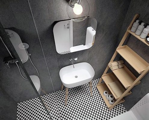 Industrialny styl w małej łazience Jarch Architekci