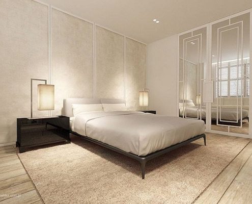 Jasna sypialnia - styl minimalistyczny Katarzyna Kraszewska
