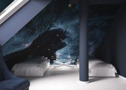 Kosmos w pokoju dla dwóch nastolatków Concept