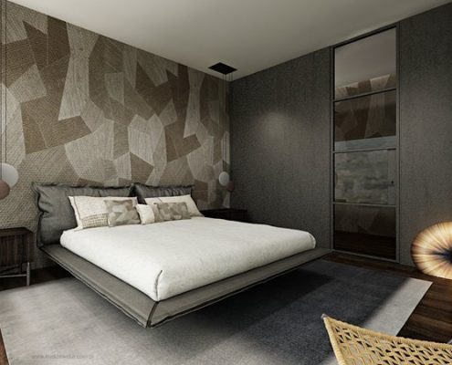 Podwieszane łóżko w nowoczesnej sypialni katarzyna Kraszewska