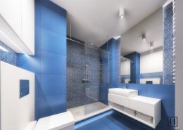 Niebieska łazienka w dwóch wariantach - Huk Architekci