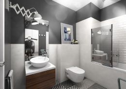 Projekt łazienki w monochromatycznych kolorach - Huk Architekci