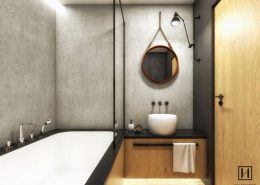 Stylowa łazienka w naturalnych kolorach - Huk Architekci