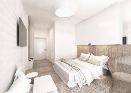 Biała sypialnia z kącikiem wypoczynkowym - Concept