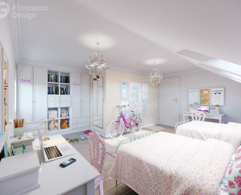 Dwuosobowy pokój dla dziewczynek - Francesco Design