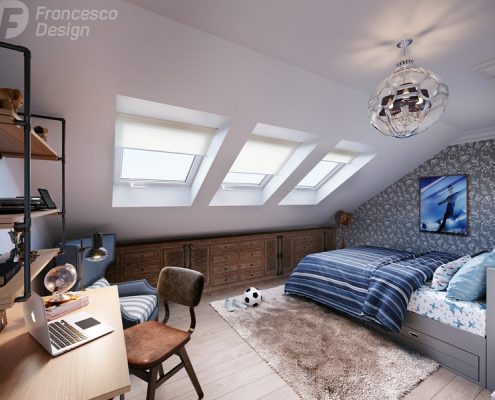 Mały pokój młodzieżowy na poddaszu - Francesco Design