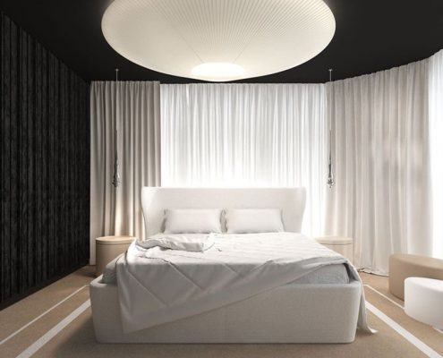 Nietuzinkowa sypialnia w nowoczesnym stylu - Concept Architektura Wnętrz
