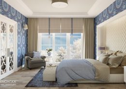 Kolor niebieski w klasycznej sypialni - Agnieszka Ludwinowska