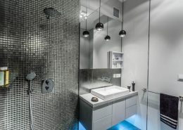 Srebrna łazienka z prysznicem - Loft Factory