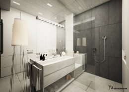 Biało-grafitowa łazienka w nowoczesnym stylu - Bartek Włodarczyk